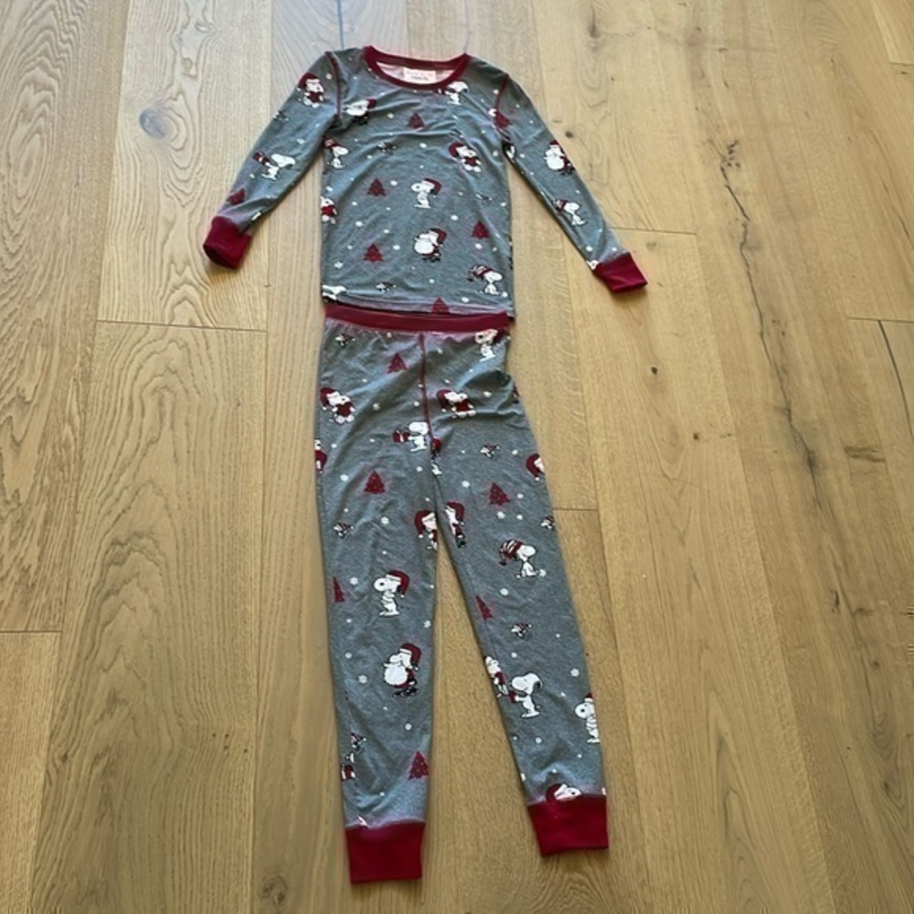 Munki Munki Peanuts Snoopy Christmas Pajama Set Kids Size 10 Holiday PJs